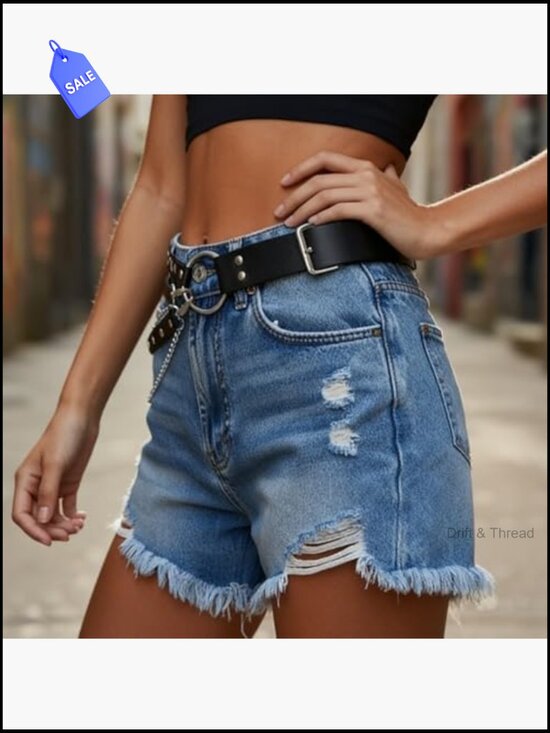 Punk O-Ring Chain Waist Belt Adjustable Goth Rock Leather Strap